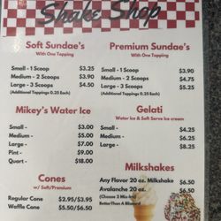 Speed Trap Shake Shop - Menu