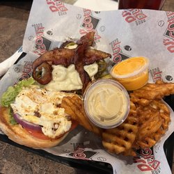 DJ's Dugout - Spicy Hangover Burger
