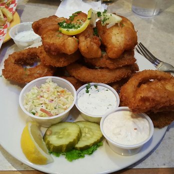 The Brick Oven Pub - Beer battered fish with onion rings yummy. - Pizza Near Me - Placerville, California