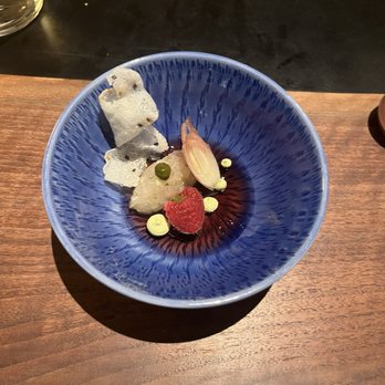 Madcap - Shima aji tartare, strawberry boshi, ortiz raspberries, myoga, hibiscus gel - New American Near Me - San Anselmo, California
