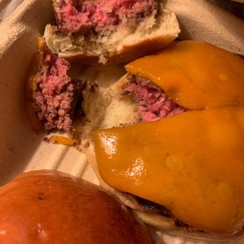 Mirabelle - Top right is a piece of one beef slider. Right is the burger. - New American Near Me - Stony Brook, New York