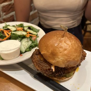 Provisions - Spicy chicken sandwich with side salad. - American Near Me - Oroville, California