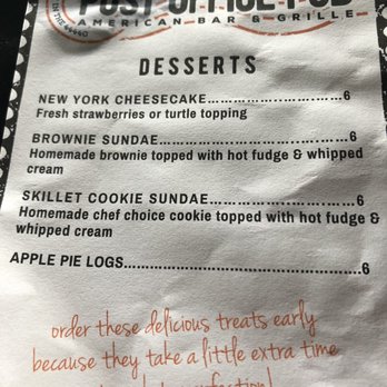 Post Office Pub - Dessert offerings - American Near Me - Mineral Ridge, Ohio Post Office Pub - Dessert offerings - American Near Me - Mineral Ridge, Ohio