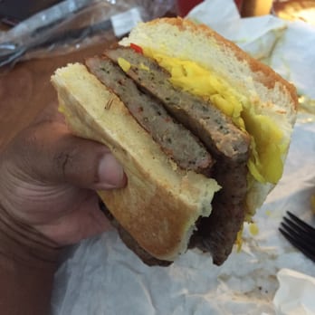 Cue Barbecue - This is the sausage sandwich cut in half!!!!! So huge!! - Barbeque Near Me - Milton, Georgia Cue Barbecue - This is the sausage sandwich cut in half!!!!! So huge!! - Barbeque Near Me - Milton, Georgia