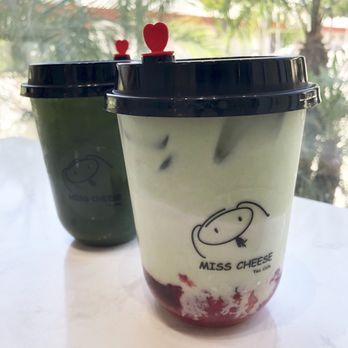 Miss Cheese Tea Cafe - Strawberry Matcha Latte (Front) & Matcha Drink (Back) - Bubble Tea Near Me - Pasadena, California Miss Cheese Tea Cafe - Strawberry Matcha Latte (Front) & Matcha Drink (Back) - Bubble Tea Near Me - Pasadena, California