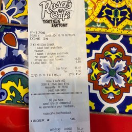 the receipt for the restaurant the receipt for the restaurant
