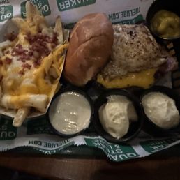 Hangover Burger sub American for pepper jack with Loaded French Fries 3/5 stars Hangover Burger sub American for pepper jack with Loaded French Fries 3/5 stars