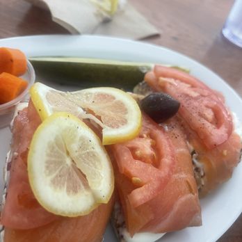 Bagel Nosh Deli - Salmon Bagel with Lox Spread - Bagels Near Me - Santa Monica, California Bagel Nosh Deli - Salmon Bagel with Lox Spread - Bagels Near Me - Santa Monica, California