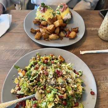 Two Birds Cafe - This is a sample of a fantastic vegetarian sampling. The brussels sprouts salad, and the Cali Benedict - Cafes Near Me - West Chester, Pennsylvania Two Birds Cafe - This is a sample of a fantastic vegetarian sampling. The brussels sprouts salad, and the Cali Benedict - Cafes Near Me - West Chester, Pennsylvania