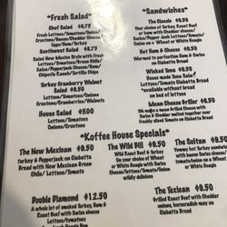 Koffee House - Menu