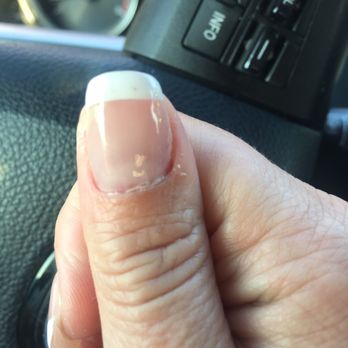 Victoria Nails - Cuticles a mess, polish not sealed, bubbles in the white - Nail Salons Near Me - Rocky River, Ohio