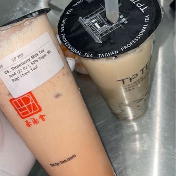 TP TEA - strawberry milk tea 50% sweet  Original milk tea regular sweet - Coffee & Tea Near Me - Berkeley, California
