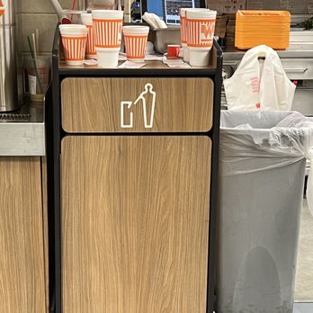 Whataburger - They are making food and drinks and storing it on this TRASH can for pickup orders I'm guessing!! - Burgers Near Me - Decatur, Texas Whataburger - They are making food and drinks and storing it on this TRASH can for pickup orders I'm guessing!! - Burgers Near Me - Decatur, Texas