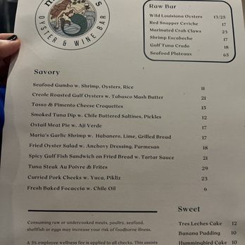 Maria's Oyster Bar - Menu - Seafood Near Me - New Orleans, Louisiana