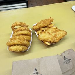 Fish and chips and onion rings