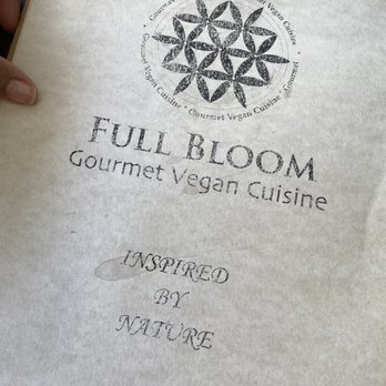 Full Bloom Vegan - The menu cover - Vegan Near Me - Miami Beach, Florida