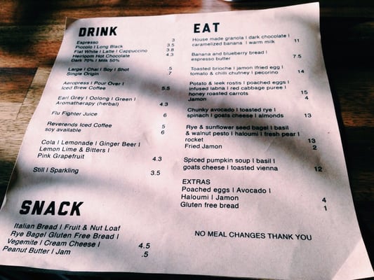 Menu photo 4 Reverends Fine Coffee Fortitude Valley, QLD Menu photo 4 Reverends Fine Coffee Fortitude Valley, QLD