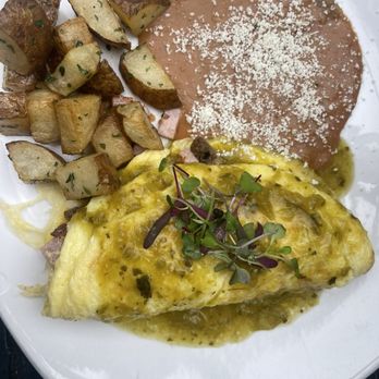 Rose D'Amour Cafe - Meat lover's omelette with green salsa. - Coffee & Tea Near Me - Chula Vista, California Rose D'Amour Cafe - Meat lover's omelette with green salsa. - Coffee & Tea Near Me - Chula Vista, California