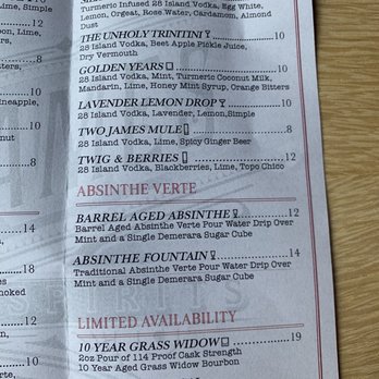 Two James Spirits - Menu - Cocktail Bars Near Me - Grand Rapids, Michigan