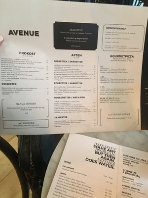 Menu photo 1 Avenue Bistro & Vinbar Copenhagen, 84 Menu photo 1 Avenue Bistro & Vinbar Copenhagen, 84