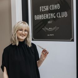 Fish Comb Barbering Club - The owner, Campbell on opening day 21 Feb 2022