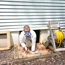 Fairview Home Inspections - Keith Broyles finishing the inspection of a crawlspace where he found serious issues with load support beams.