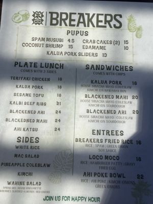Menu photo 5 Breakers Encinitas, CA