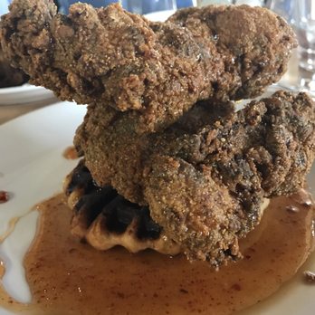 Briar Common Brewery + Eatery - Chicken and waffles! The chicken was amazing!! The waffle a little charred. - New American Near Me - Denver, Colorado