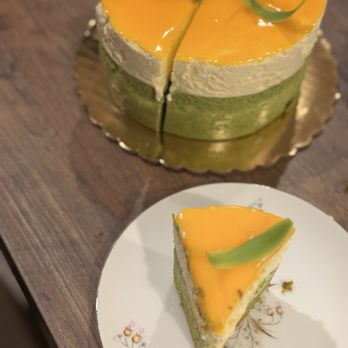 Upper Crust Baking - Matcha Latte & Yuzu Entremet Cake - Bakeries Near Me - Davis, California Upper Crust Baking - Matcha Latte & Yuzu Entremet Cake - Bakeries Near Me - Davis, California