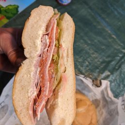 One piece of meat on an Italian combo. All bread One piece of meat on an Italian combo. All bread
