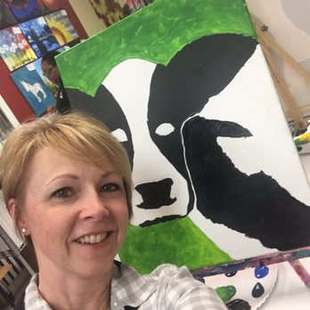 Painting with a Twist - Starting to look like a cow and I haven't got frustrated yet! - Art Classes Near Me - Columbia, Tennessee Painting with a Twist - Starting to look like a cow and I haven't got frustrated yet! - Art Classes Near Me - Columbia, Tennessee