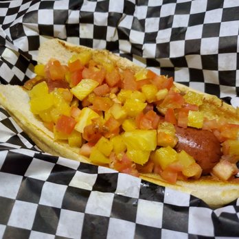 Berlin Bar - 9th Island ($7) hot dog, from the unlabeled "Dude, Where's My Hotdog?" side of the food menu. All of these hot dogs are not worth your time. - Beer Bar Near Me - Las Vegas, Nevada