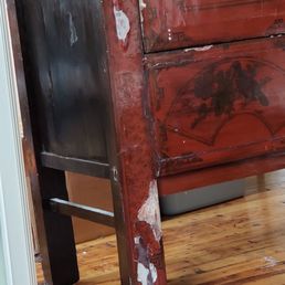 Antique armoire - lacquer chipped off
