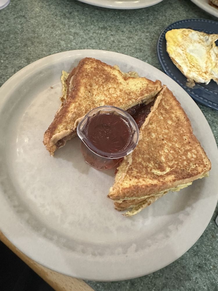 Raspberry jam and peanut butter stuffed French toast Yelp