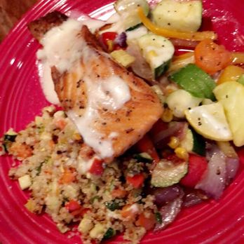 Rocky River Tap and Table - Salmon with roasted vegetables and a side of quinoa - Bars Near Me - Granger, Indiana Rocky River Tap and Table - Salmon with roasted vegetables and a side of quinoa - Bars Near Me - Granger, Indiana