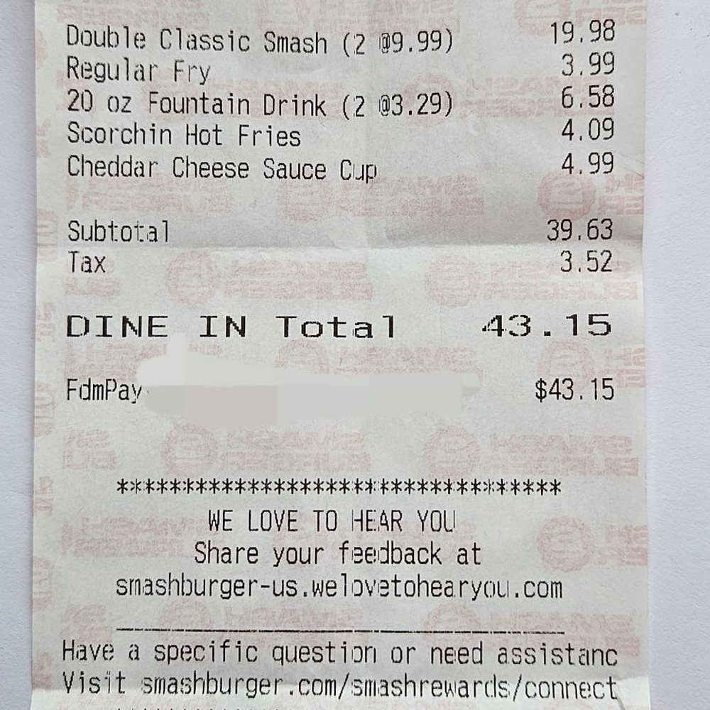 Smashburger - My sales receipt, December 22, 2025 - Burgers Near Me - Bronx, New York Smashburger - My sales receipt, December 22, 2025 - Burgers Near Me - Bronx, New York