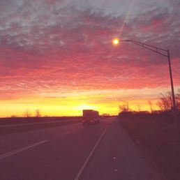 beginning sunrise looking East towards Indianapolis at the state line of Illinois by Danville. beginning sunrise looking East towards Indianapolis at the state line of Illinois by Danville.