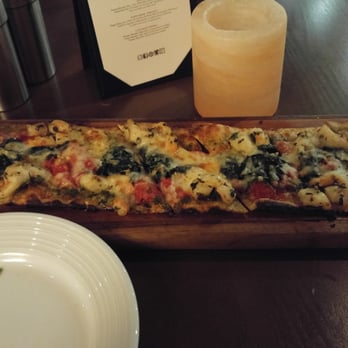 Pinstripes - Shrimp, spinach and tomato flatbread. A++ - New American Near Me - Chicago, Illinois Pinstripes - Shrimp, spinach and tomato flatbread. A++ - New American Near Me - Chicago, Illinois