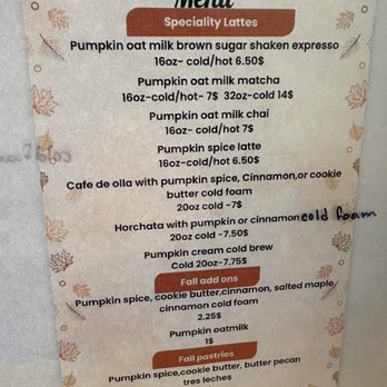 Fantasia Cafe - Fall drink menu - Coffee & Tea Near Me - Cicero, Illinois