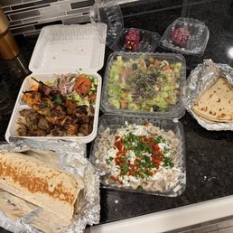 Beef and Lamb Gyro, Combo grill mix ,Turkish Manti and some cranberry raspberry Turkish delight.