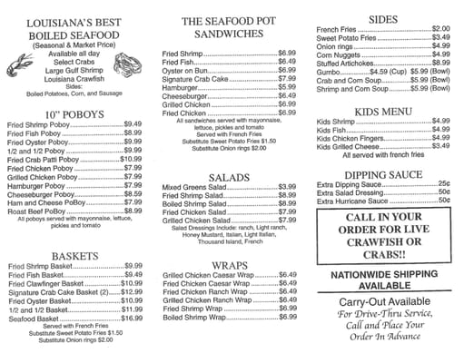 Menu photo 6 The Seafood Pot New Sarpy, LA Menu photo 6 The Seafood Pot New Sarpy, LA