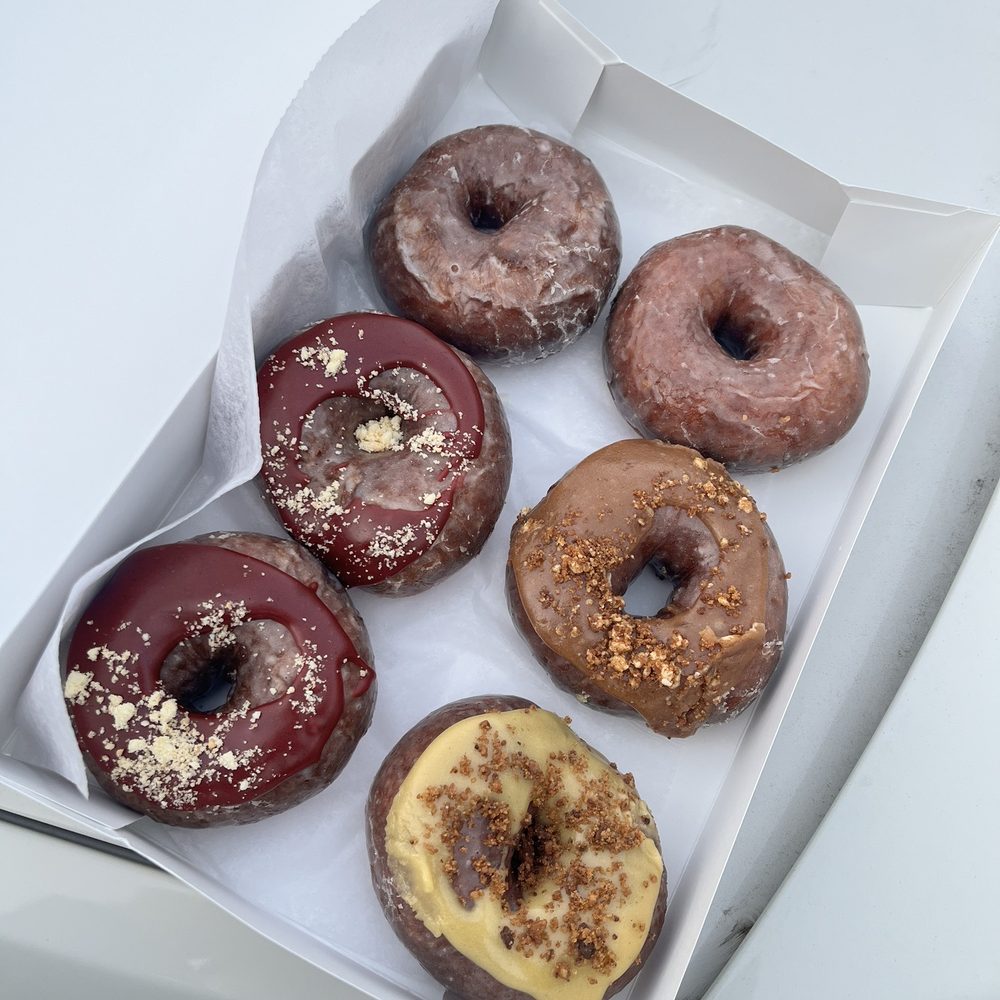 Curiosity Doughnuts - Six donuts (2 cherry, 2 vanilla yeasted, 1 cinnamon , 1 pineapple) - Donuts Near Me - Furlong, Pennsylvania Curiosity Doughnuts - Six donuts (2 cherry, 2 vanilla yeasted, 1 cinnamon , 1 pineapple) - Donuts Near Me - Furlong, Pennsylvania