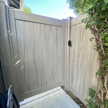 Pro Vinyl Fencing - Spring loaded gate with locking system, genius - Fences & Gates Near Me - Burbank, California Pro Vinyl Fencing - Spring loaded gate with locking system, genius - Fences & Gates Near Me - Burbank, California