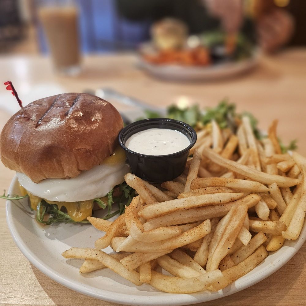 Popping Yolk Cafe - Bacon and Jam burger with Cajun fries - Breakfast & Brunch Near Me - Pasadena, California Popping Yolk Cafe - Bacon and Jam burger with Cajun fries - Breakfast & Brunch Near Me - Pasadena, California
