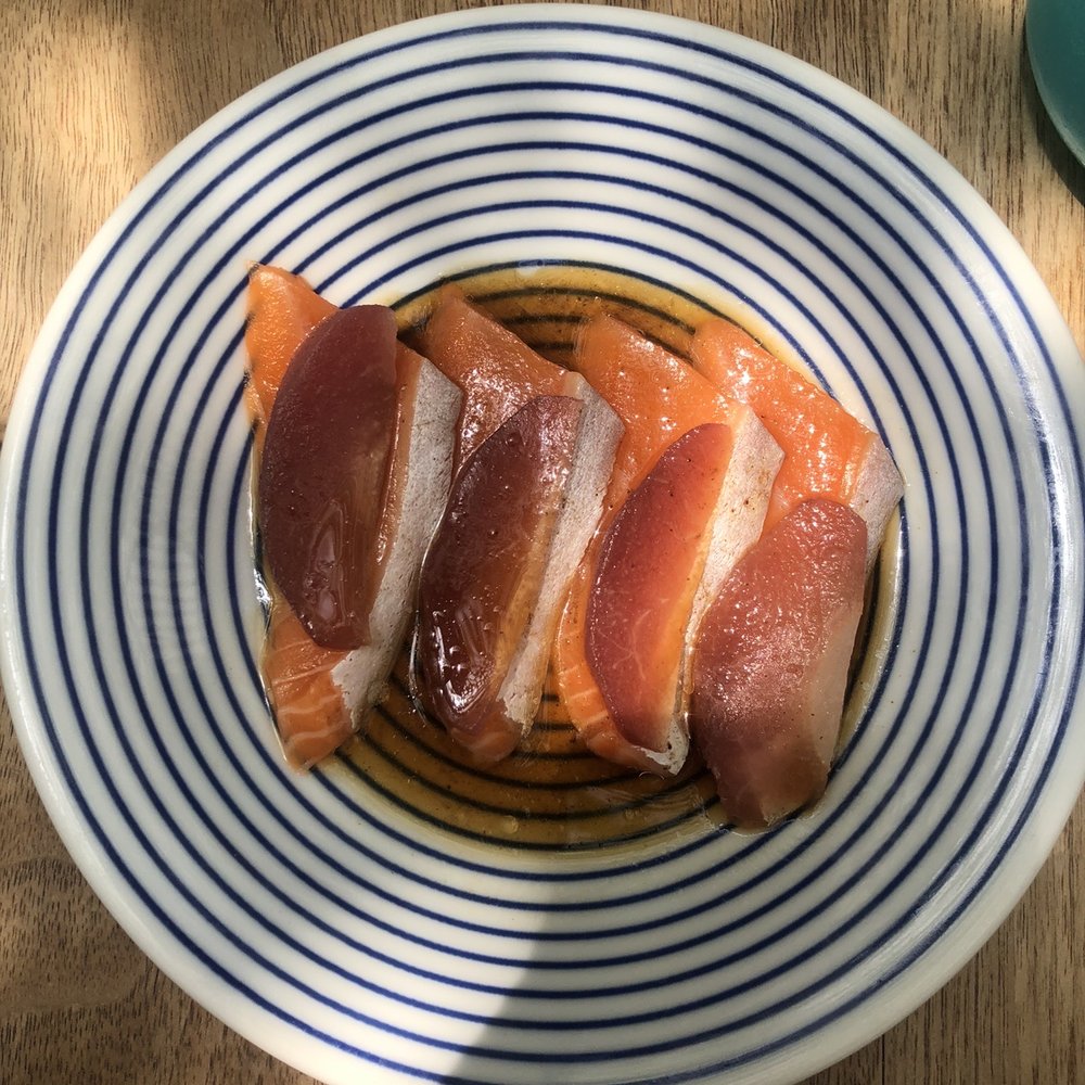 Sushi Lab Rooftop - Salmon belly and poached asian pear - Japanese Near Me - New York, New York