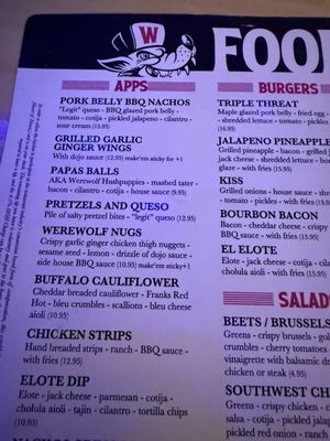 Menu photo 3 Werewolf San Diego, CA