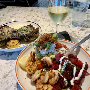 Heirloom - Garlic shrimp with cold roasted beet salad and a mini wedge salad (you choose your sides). - New American Near Me - Fresno, California Heirloom - Garlic shrimp with cold roasted beet salad and a mini wedge salad (you choose your sides). - New American Near Me - Fresno, California