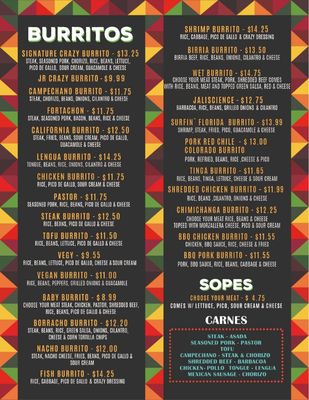 Menu photo 1 Crazyburrito Authentic Mexican Grill Tampa, FL Menu photo 1 Crazyburrito Authentic Mexican Grill Tampa, FL