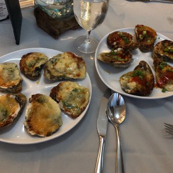 DRIFT - Parmesan (Rockefeller?) and Cajun oysters - Seafood Near Me - Pensacola Beach, Florida DRIFT - Parmesan (Rockefeller?) and Cajun oysters - Seafood Near Me - Pensacola Beach, Florida