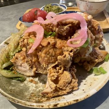 Pvd Noodle Bar - Karaage with 3 dipping sauces and marinated tomatoes - Noodles Near Me - Providence, Rhode Island